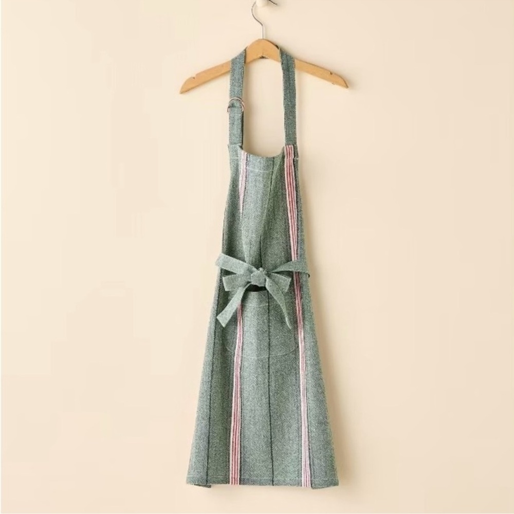 Hearth & Hand Magnolia Christmas Holiday Baking Kitchen Kids Green Stripe Apron